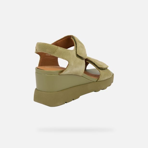 Khaki dámská obuv na klínku Geox Spherica EC6