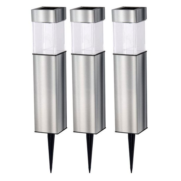 GRUNDIG Solární LED lampa sada 3 ks nerez ED-290048