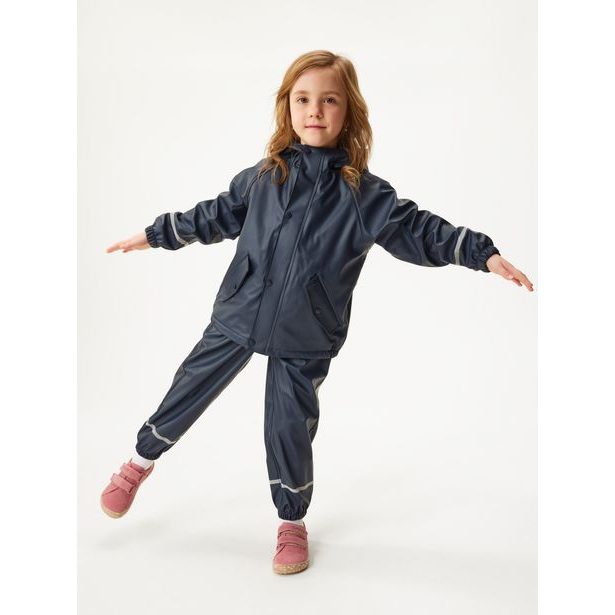 Unuo Dětská nepromokavá bunda s fleecem, Tm. Modročerná