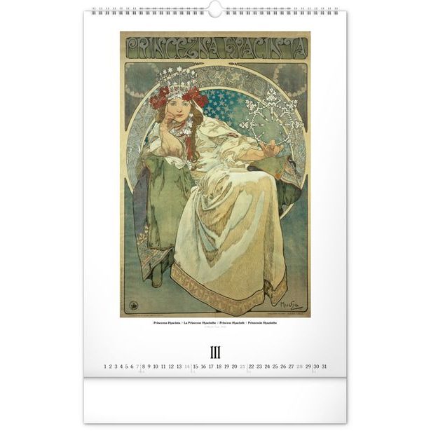 NOTIQUE Nástěnný kalendář Alfons Mucha 2027, 33 x 46 cm