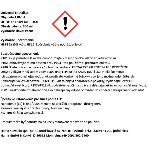 Xavax odvápňovač Universal, 500 ml