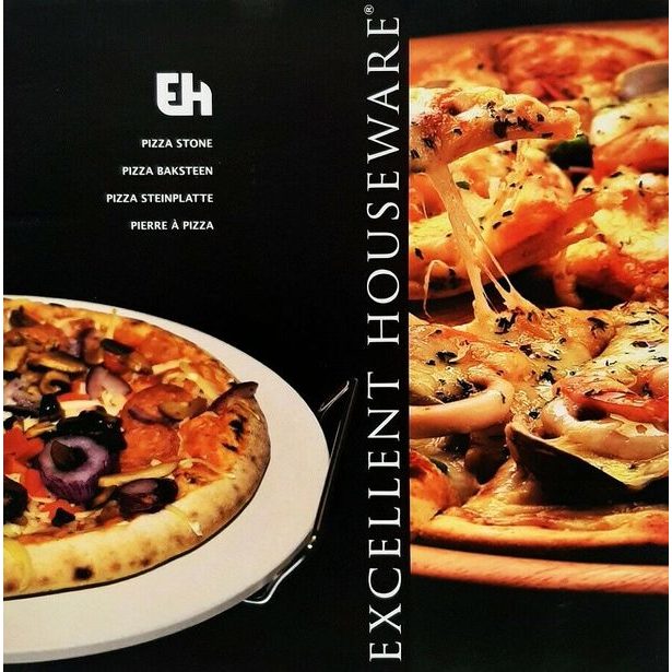 EXCELLENT HOUSEWARE Pizza kámen do trouby nebo na gril s rukojeťmi 33 cm KO-404001340