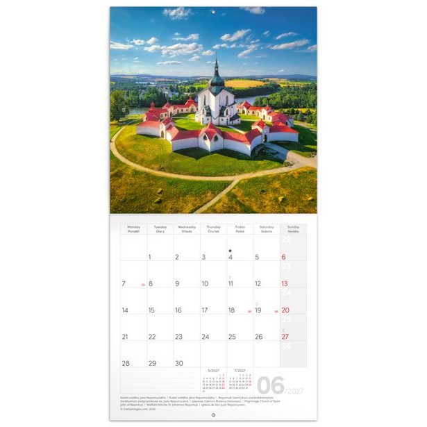 NOTIQUE Poznámkový kalendář Česká republika 2027, 20 x 20 cm