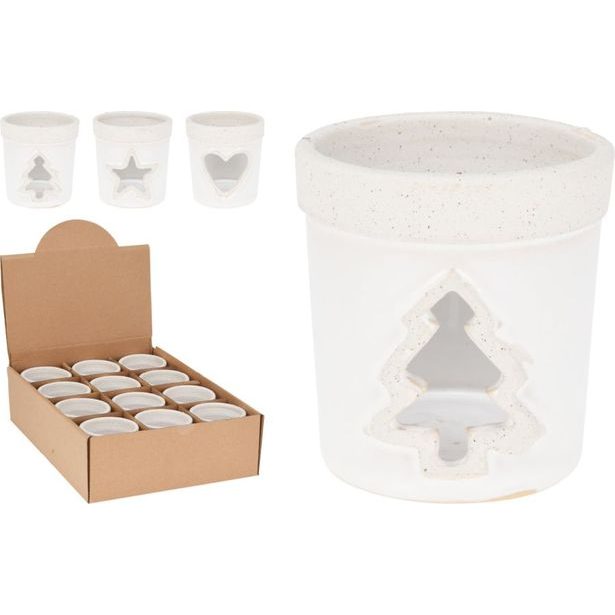 svícen 7x8cm, 3druhy, béžový, keramika