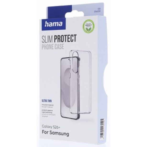 Hama Slim Protect, kryt pro Samsung Galaxy S26+, ultra tenký, 20 % recyklov. materiálů, průhledný
