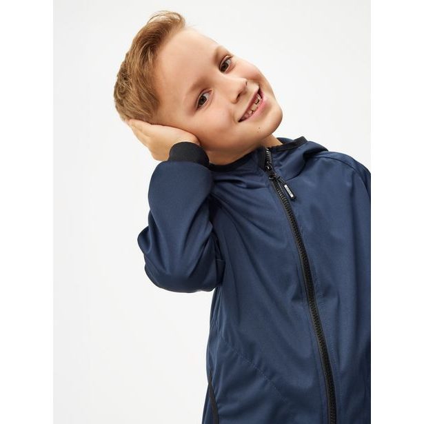 Unuo, Dětská softshellová bunda bez zateplení pružná Basic, Tm. Modročerná