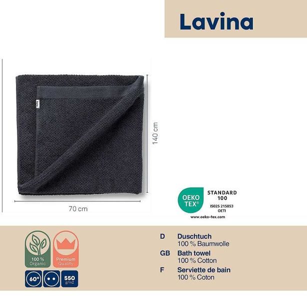 KELA Osuška LAVINIA 100% bavlna černá 70,0x140,0cm KL-23943