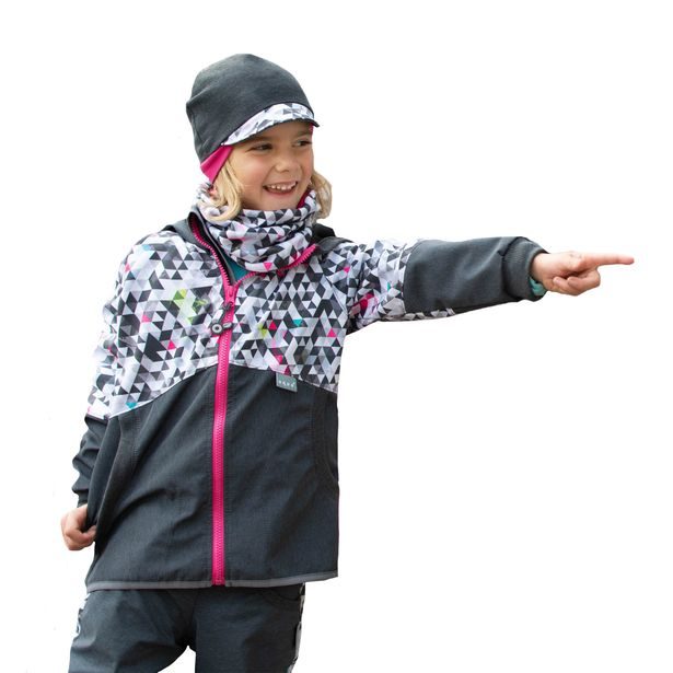 Unuo, Softshellová bunda s fleecem Street, Žíhaná antracitová, Metricon holka (fleece softshell jacket Street, melange anthracite, metricon girl)