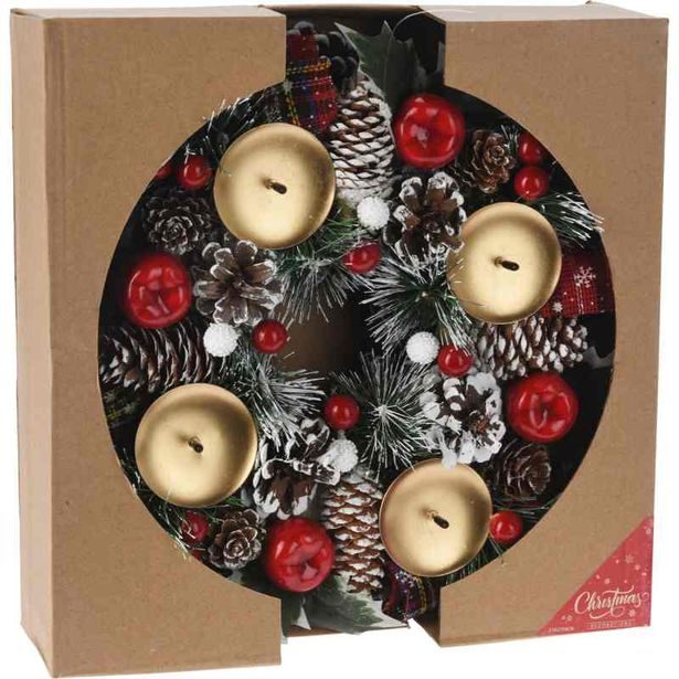 HOMESTYLING Vánoční adventní věnec se svícnem 27 cm KO-ACW006830