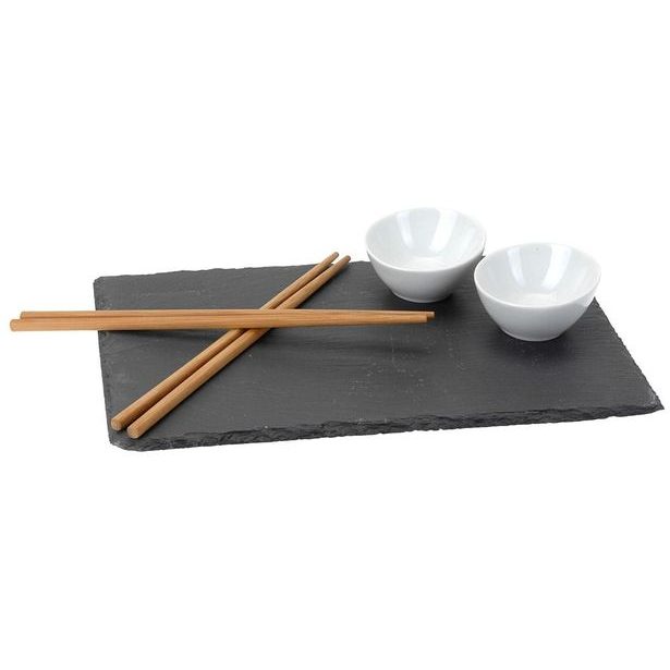 EXCELLENT HOUSEWARE Sushi set porcelán/břidlice/bambus sada 7ks KO-210000100