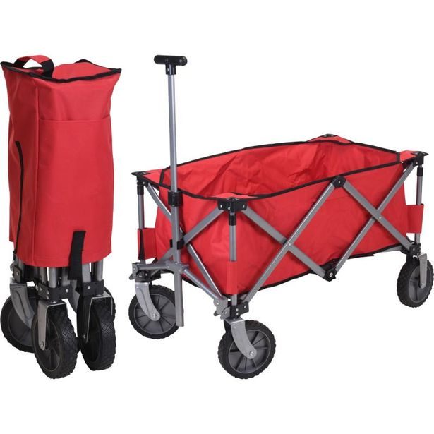 PROGARDEN Plážový vozík skládací 75 cm červená KO-DG9000400