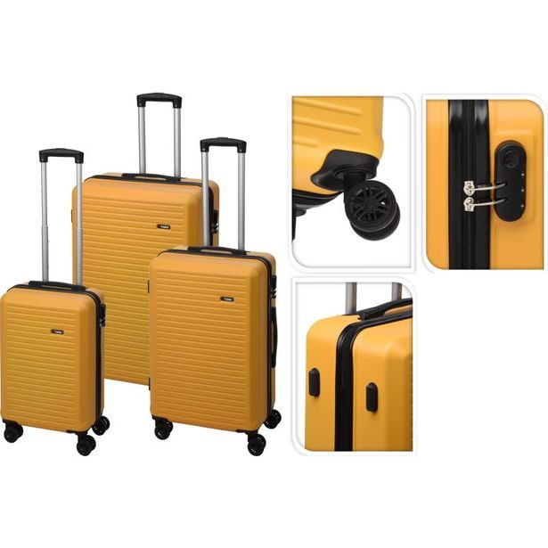 PROWORLD Cestovní kufr na kolečkách sada 3 ks 50/60/70cm žlutá KO-DG4700040