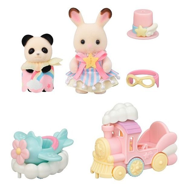 Sylvanian family Letadlo, vláček a baby figurky v zábavném parku