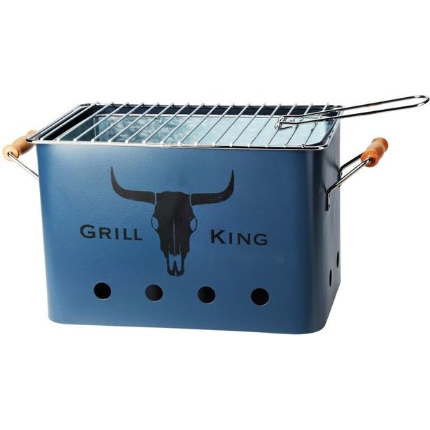 PROGARDEN Přenosný gril na dřevěné uhlí GRILL KING 43 x 20 cm modrá KO-C83000120