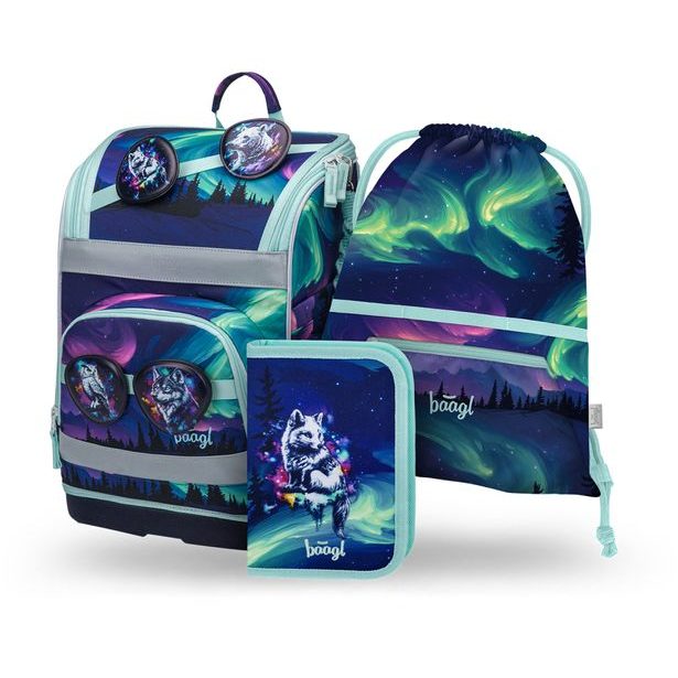 BAAGL SET 3 Zippy Plus Aurora: aktovka, penál, sáček GRS