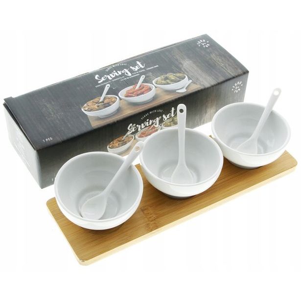 HIT Misky na pochutiny sada 7 ks s bambusovým tácem HT-23472646