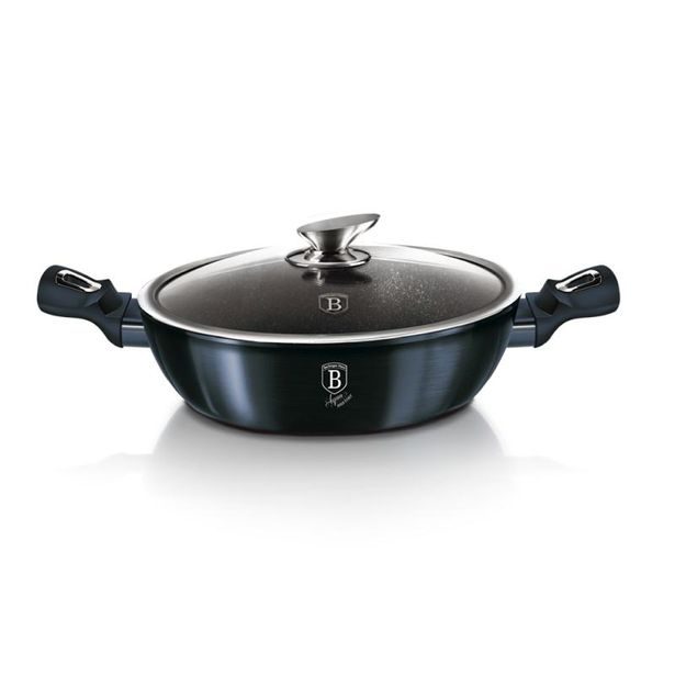 BERLINGERHAUS Pekáč kulatý s mramorovým povrchem a poklicí 28 cm Aquamarine Metallic Line BH-1877