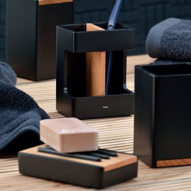 KELA WC sada Cube polyresin černá KL-23690