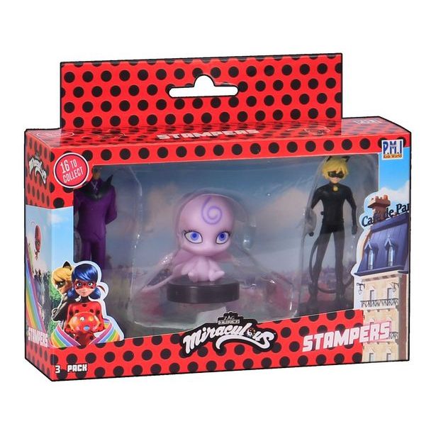 Miraculous: Beruška a černý kocour- razítka 3 ks figurka Ast.