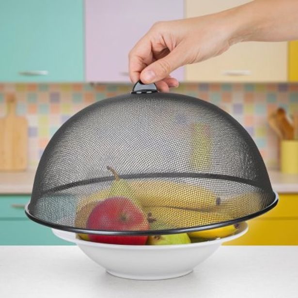 KELA Kryt na potraviny Como kovový černý 15 cm 35 cm průměr KL-11418