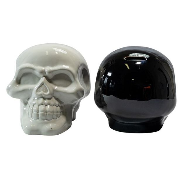 pokladnička LEBKA bílá nebo černá 16x12x12cm, keramika