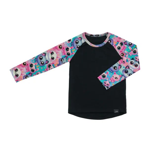 ESITO Dívčí triko s dlouhým rukávem Colored cats Black - černá / 98