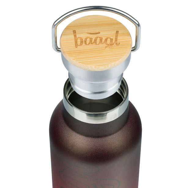 BAAGL Termoláhev s bambusovým víčkem Gradient červeno-černá, 500 ml