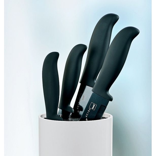 KELA Sada kuchyňských nožů 5 ks ve stojanu ACIDA bílá KL-11286