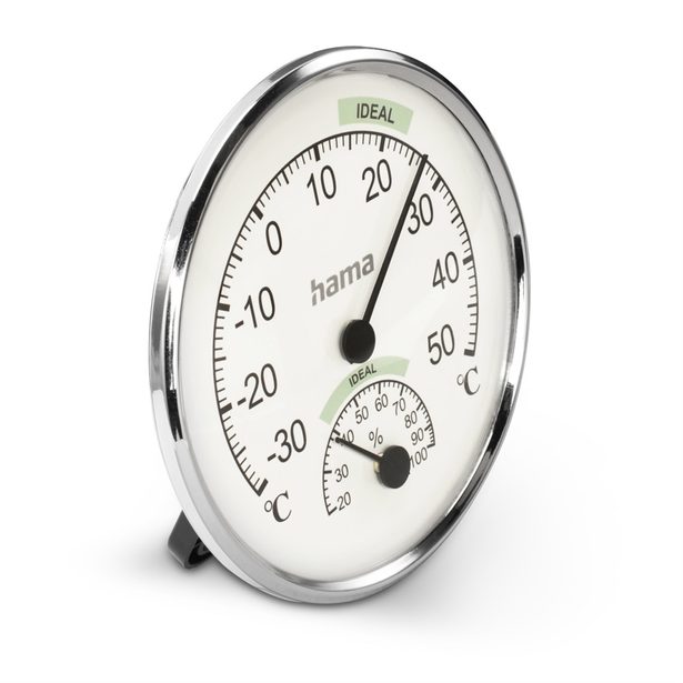 Hama Chios, analogový teploměr/vlhkoměr, stříbrný/bílý
