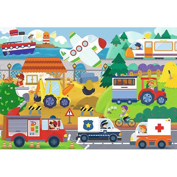 Puzzle s otvíracími okénky 36dílků - Dopravní prostředky