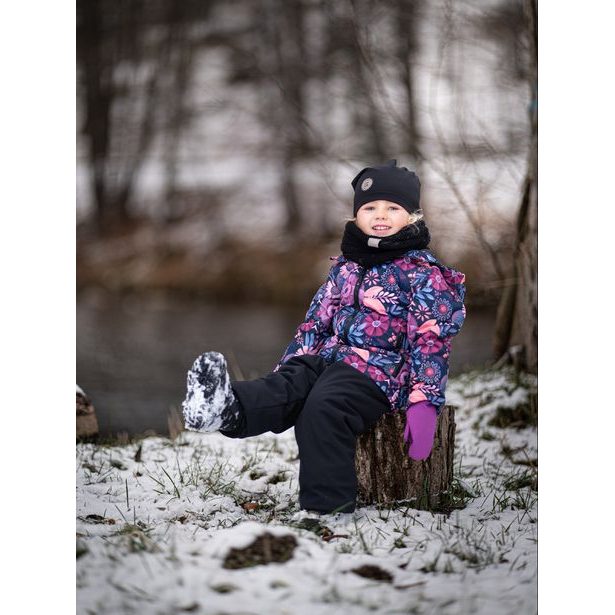 Unuo, Batolecí softshellové oteplovačky s beránkem Plus, Černá, Kouzelné květiny