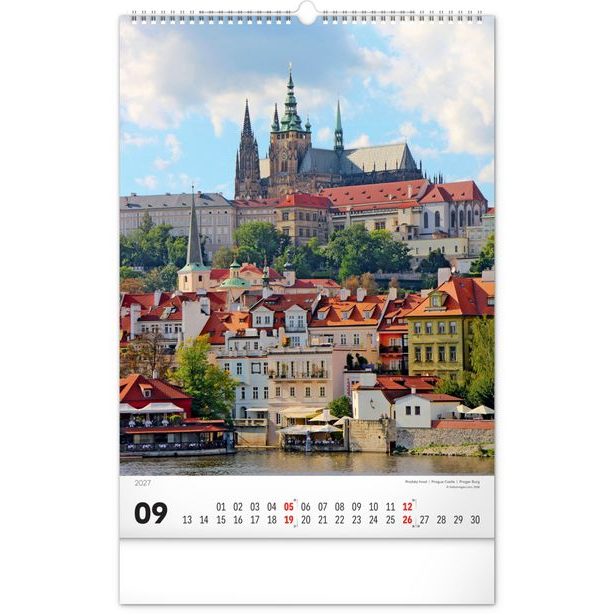 NOTIQUE Nástěnný kalendář Praha 2027, 33 x 46 cm