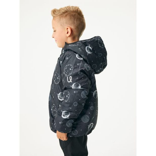 Unuo Dětská oboustranná bunda Duo, Kobaltová, Planety