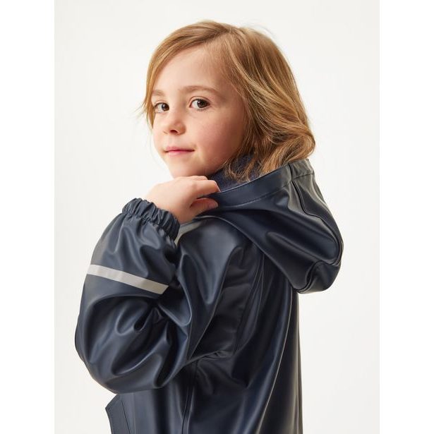 Unuo Dětská nepromokavá bunda s fleecem, Tm. Modročerná