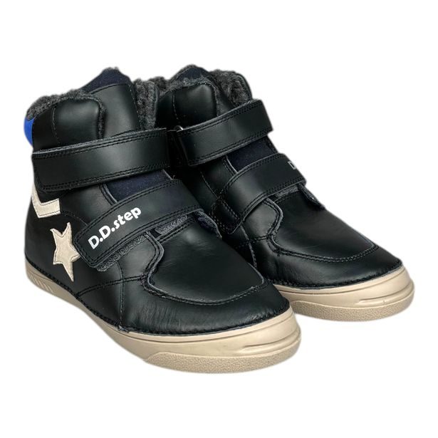 DDstep dětské zimní barefoot boty - Tmavě modré s hvězdou