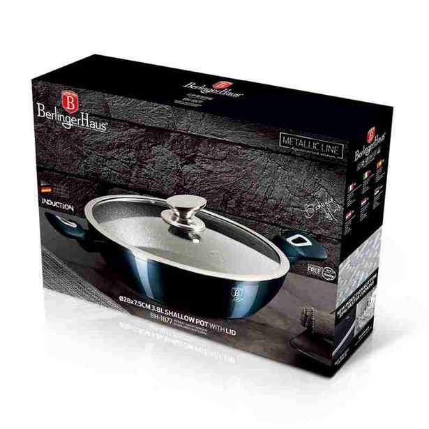 BERLINGERHAUS Pekáč kulatý s mramorovým povrchem a poklicí 28 cm Aquamarine Metallic Line BH-1877