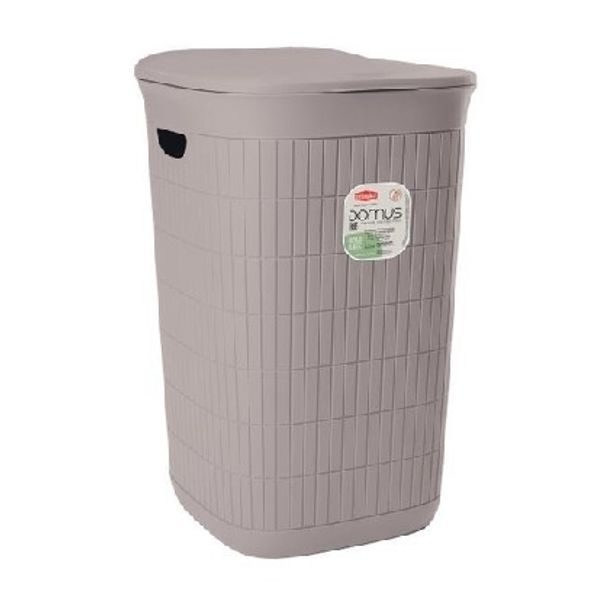 koš 50l na použ.prádlo, šedý DOMUS, 56x37x36cm, plast