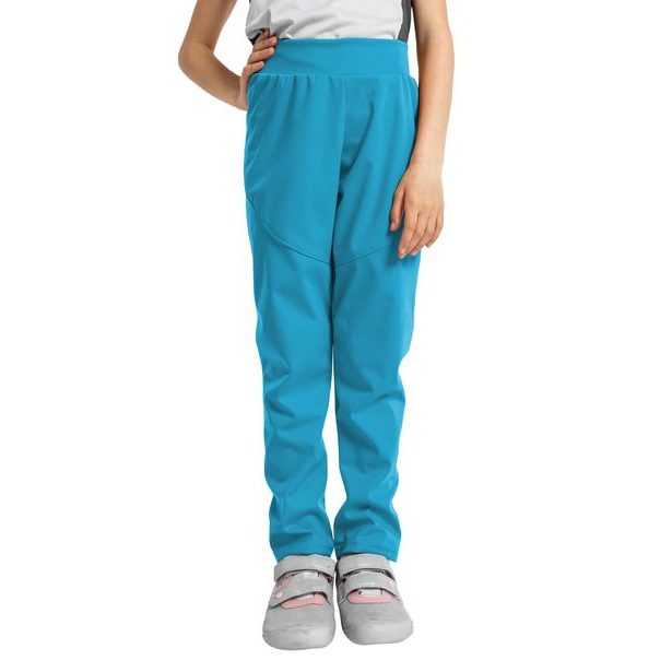 Unuo, Dětské softshellové kalhoty bez zateplení pružné Sporty, Smaragdová