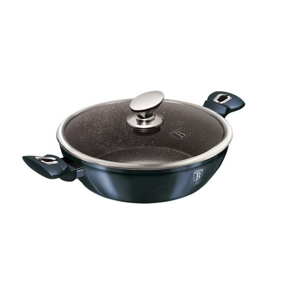 BERLINGERHAUS Pekáč kulatý s mramorovým povrchem a poklicí 28 cm Aquamarine Metallic Line BH-1877