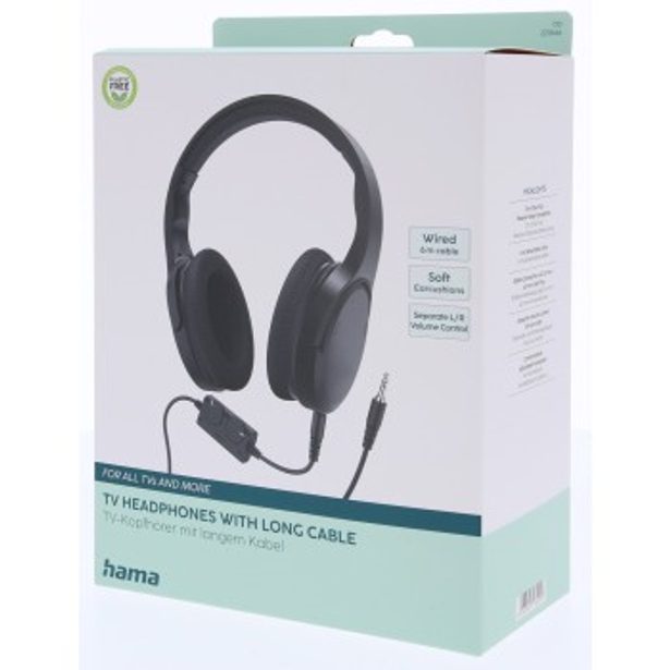 Hama TV sluchátka, dlouhý kabel, L/P ovládání hlasitosti