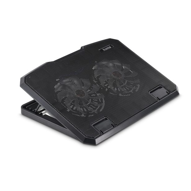 Hama chladicí stojan pro notebook Black Metal, 2 ventilátory, naklápěcí, modré podsvícení, tichý