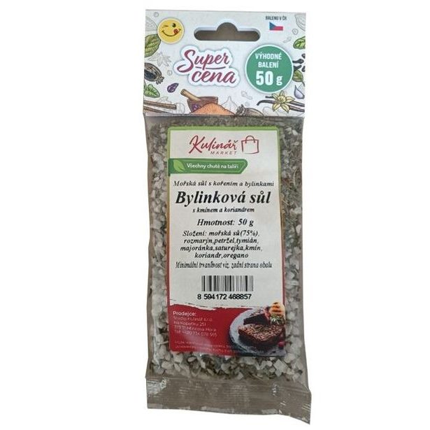 koření-"K"-BYLINKOVÁ SŮL-50g do mlýnku, QQ, sáček