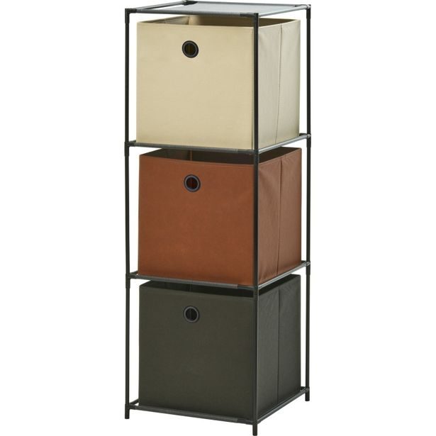 HOMESTYLING Úložný regál 3 patra s boxy textilní 102 cm KO-C80653210
