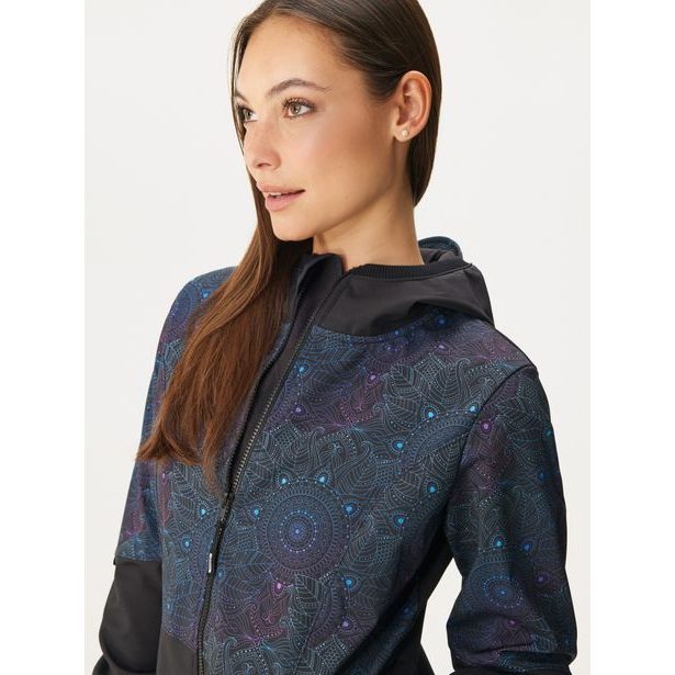 Unuo, Dámský softshellový kabát s fleecem, Černá, Temná mandala