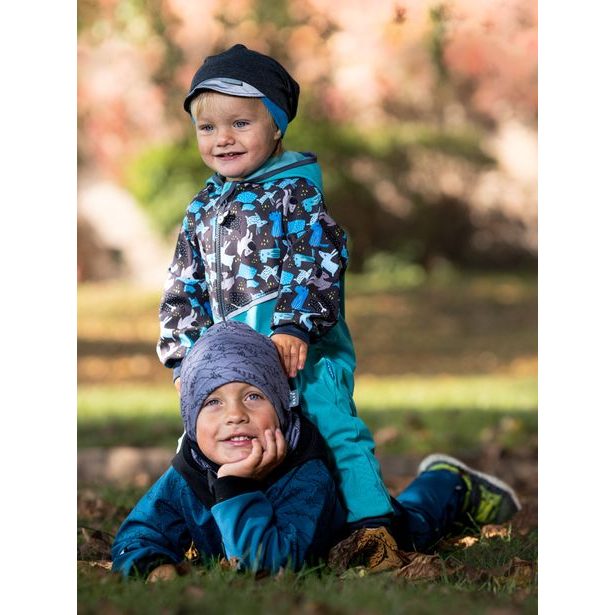 Unuo, Batolecí softshellová kombinéza s fleecem Mini, Sv. Smaragdová, Pejsci