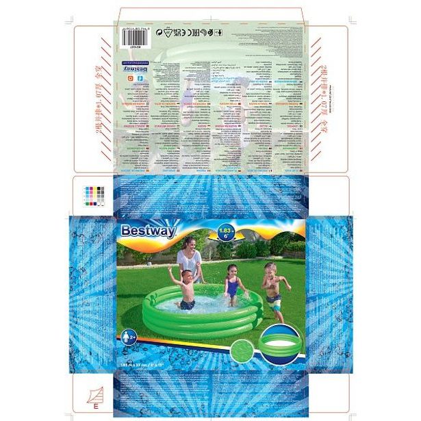 Bestway Nafukovací bazének červený, modrý, průměr 183 cm, výška 33cm