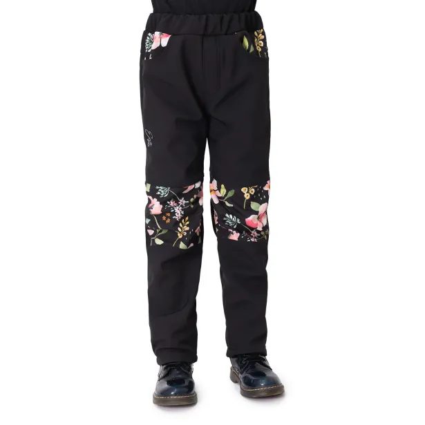 ESITO Dětské softshellové kalhoty DUO Spring flowers - černá