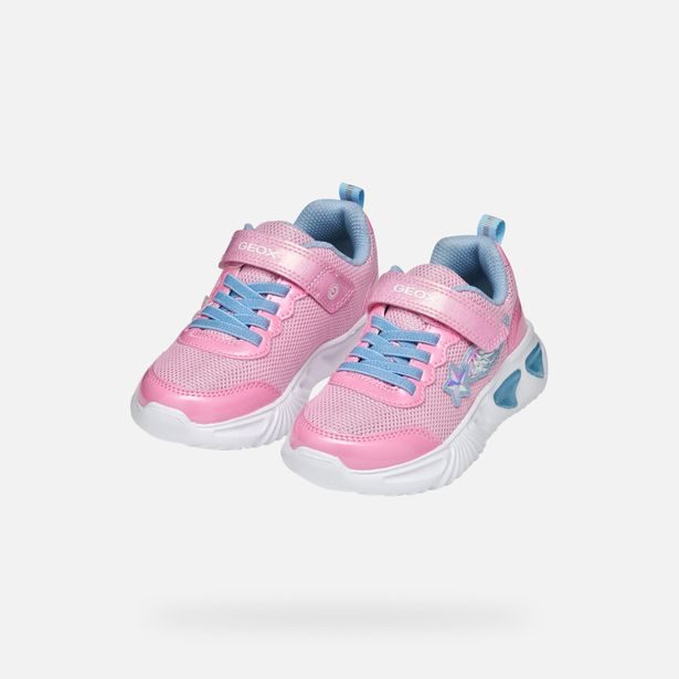 Růžové dívčí svítící tenisky Geox Assister