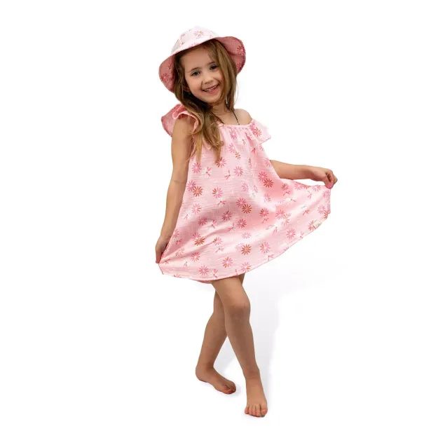 ESITO Dívčí mušelínové šaty Flower - růžová / 80 - 86