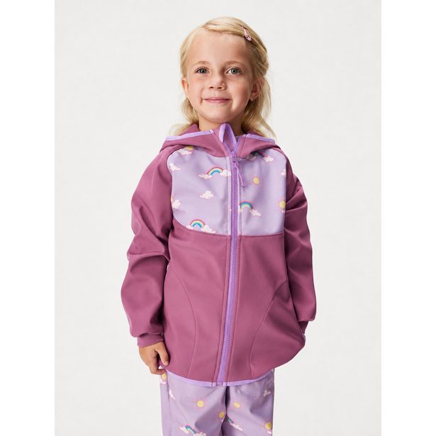 Dětská softshellová bunda s fleecem Basic, Švestková, Duha
